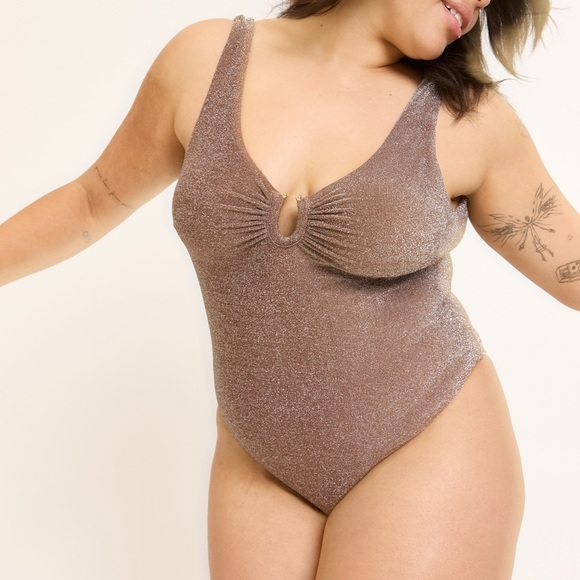 Modibodi Shimmer V Neck One Piece in Espresso • 4XL/18 - Picture 1 of 13